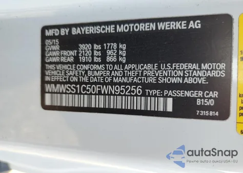 2015 Mini Cooper Paceman from USA, damaged, VIN WMWSS1C50FWN95256